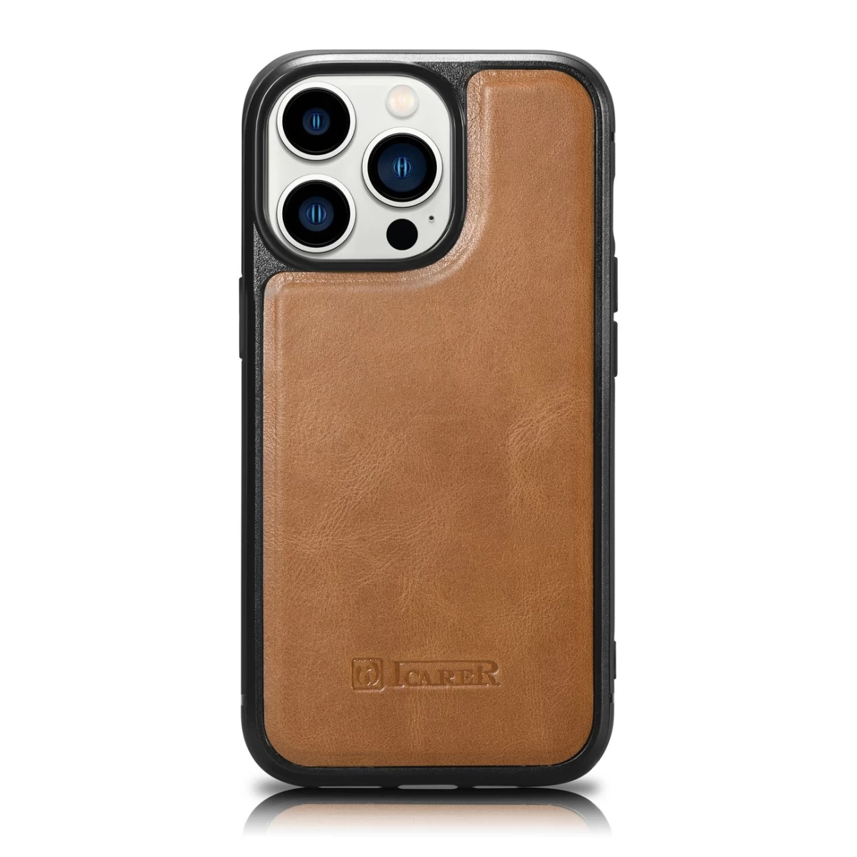 Dėklas Iš Natūralios Odos Iphone 14 Pro Max Leather Oil Wax šviesiai Rudos Spalvos