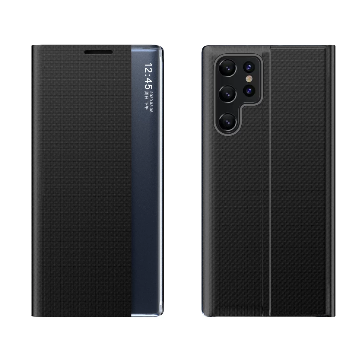 Dėklas samsung S24 Ultra Su Magnetiniu Atvartu New Sleep View Case Juodas