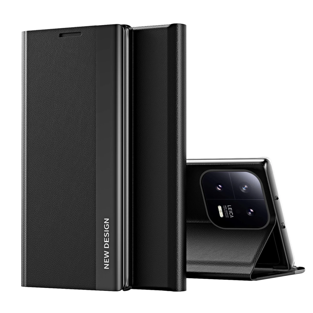 Dėklas Su Atlenkiamu Dangteliu Ir Stovu, Skirtas xiaomi 13 Lite Sleep Case Pro, Juodas