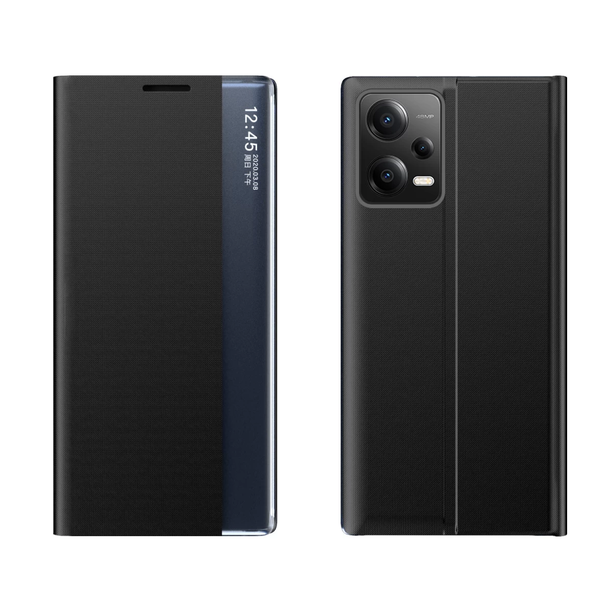 Dėklas Su Atlenkiamu Dangteliu Ir Stovu, Skirtas xiaomi Redmi Note 12 Pro / poco X5 Pro 5g New Sleep Case, Juodas
