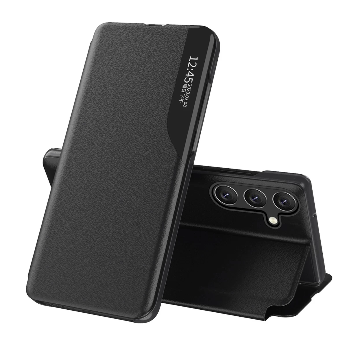 Dėklas Su Atvartu Ir Stovu, Skirtas samsung Galaxy S24 Fe Eco Leather View Case - Juodas