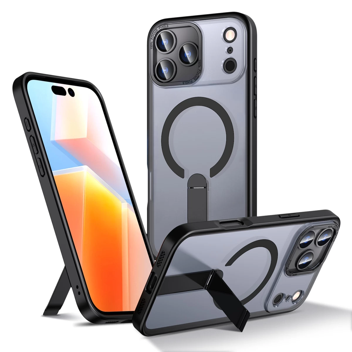 Dėklas Su Stovu iphone 17 Pro Hybrid Armor X Magsafe - Juodas