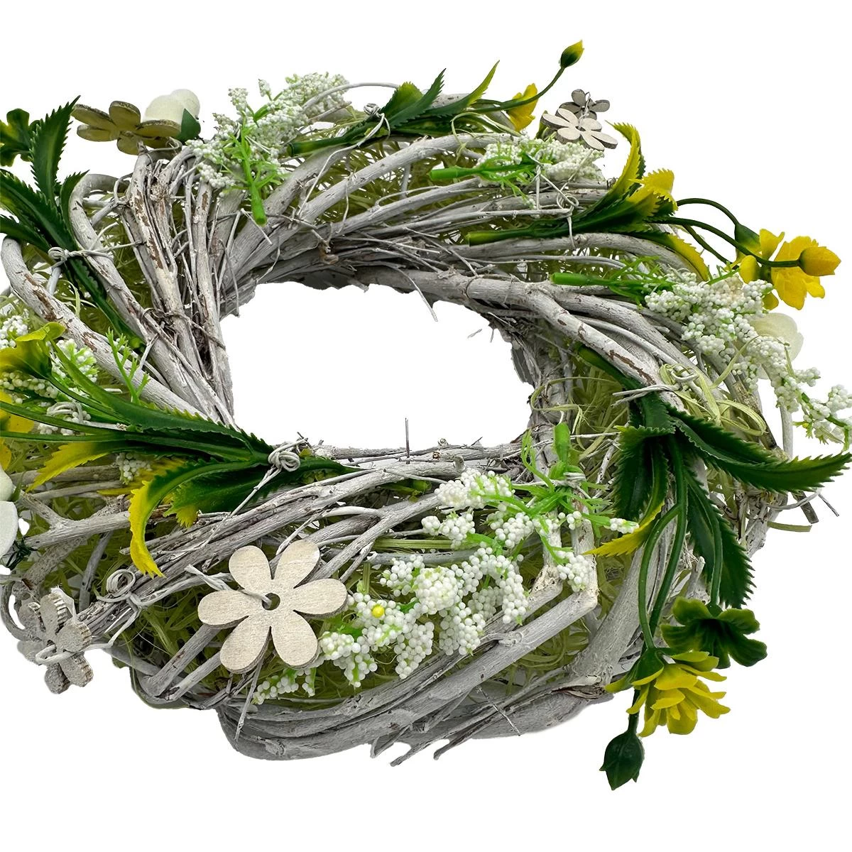 Dekoratyvinė Girlianda Balta Ir žalia Su Rožėmis 24 Cm Skersmens