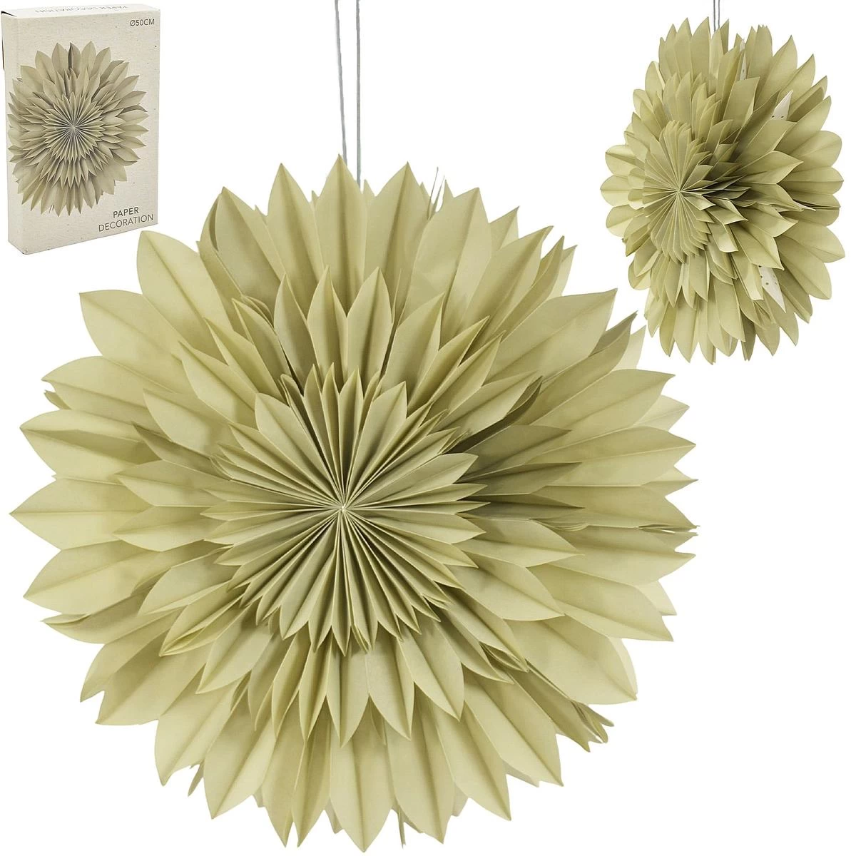 Dekoratyvinė Popierinė Kabanti žvaigždė 50 Cm žalia