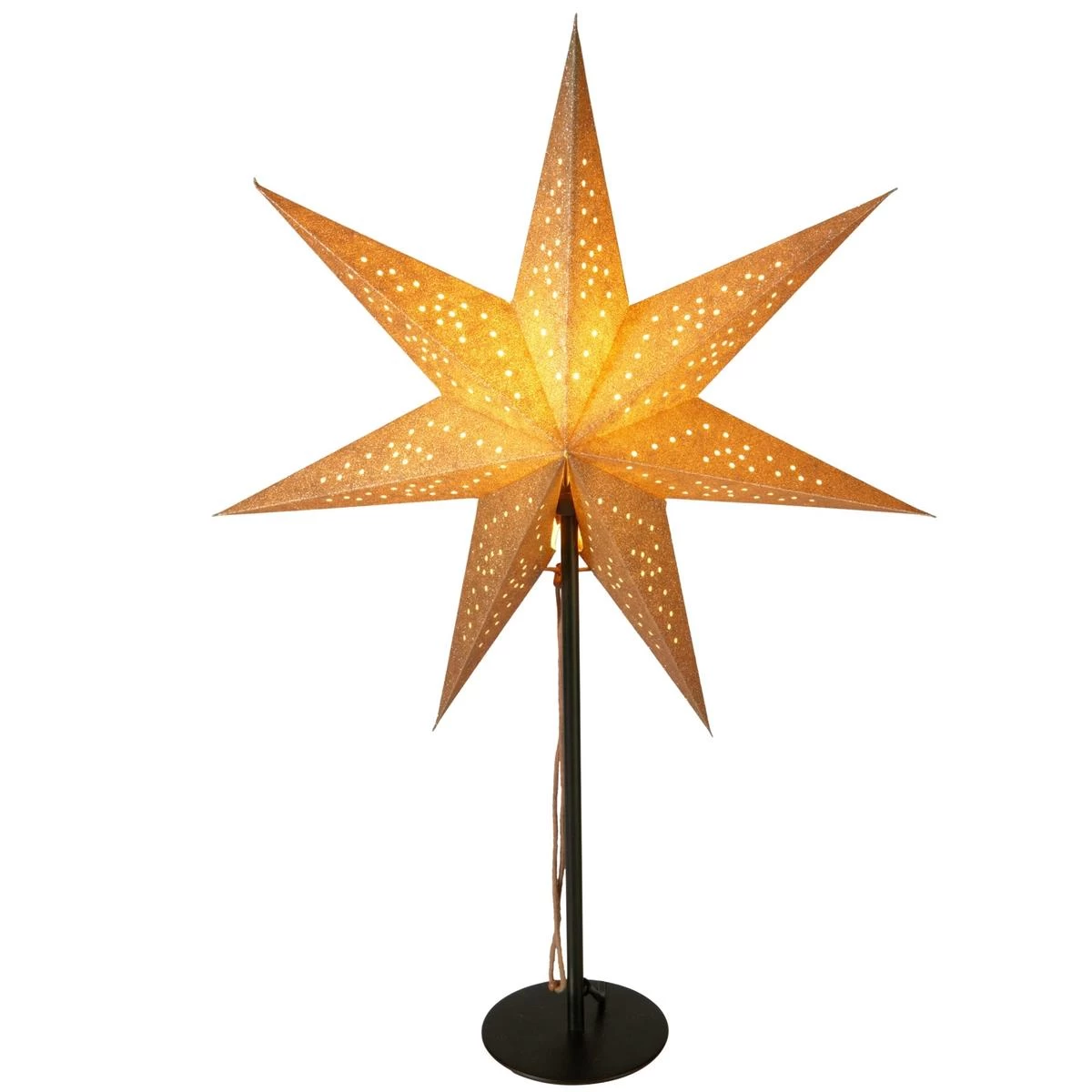 Dekoratyvinė žvaigždė Su Led Apšvietimu, Aukštis: 65 Cm, šampanės Spalva