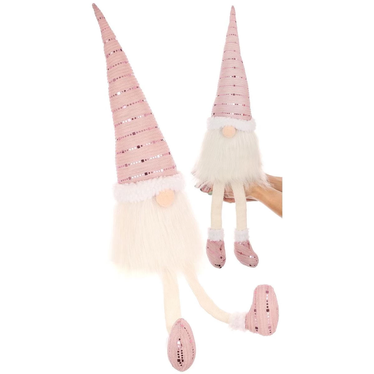 Dekoratyvinis Nykštukas Blizgantis Santa 38+20cm Rožinės Spalvos