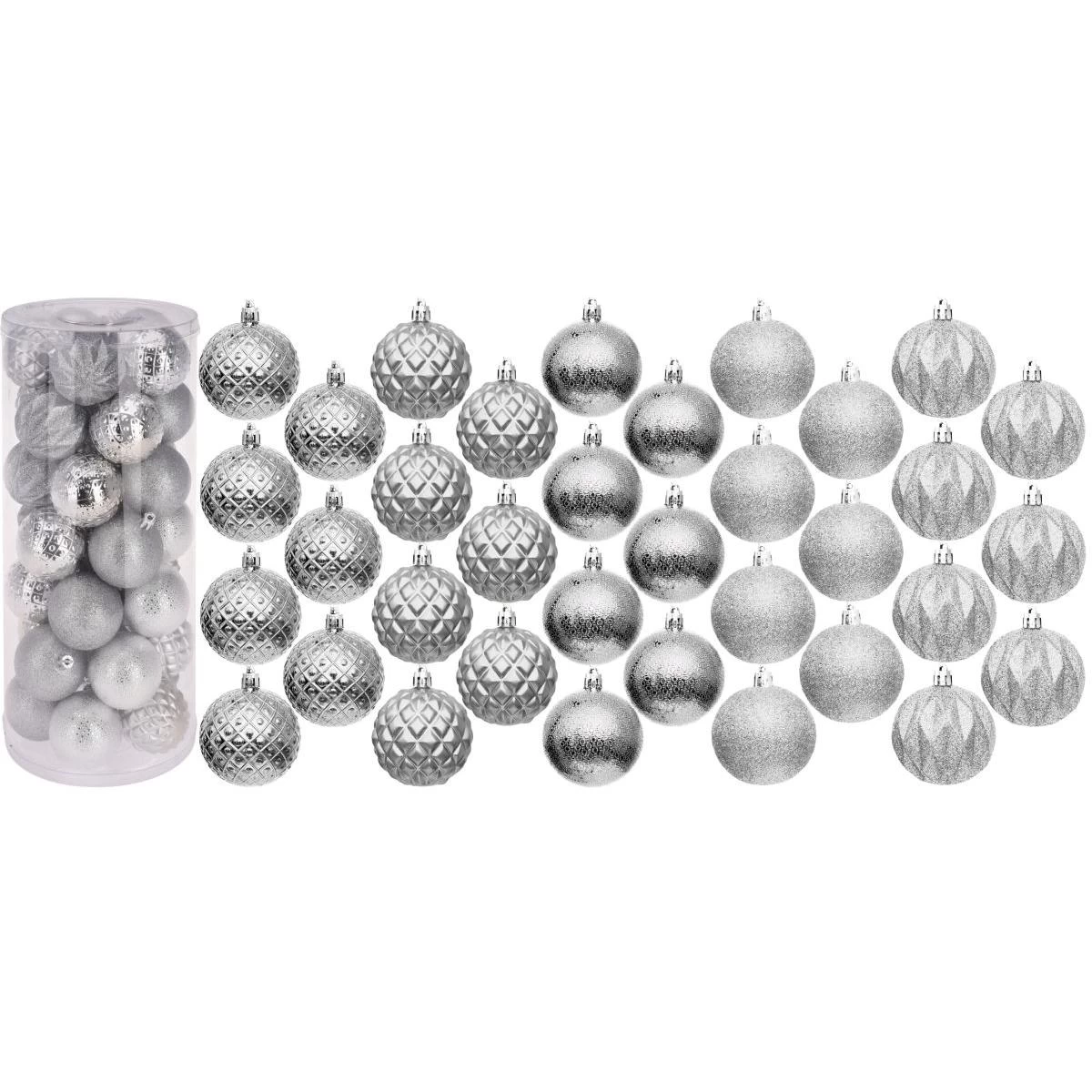 Dekoratyvinis Plastikinis 6 Cm Rinkinys, 35 Vnt., Sidabro Spalvos