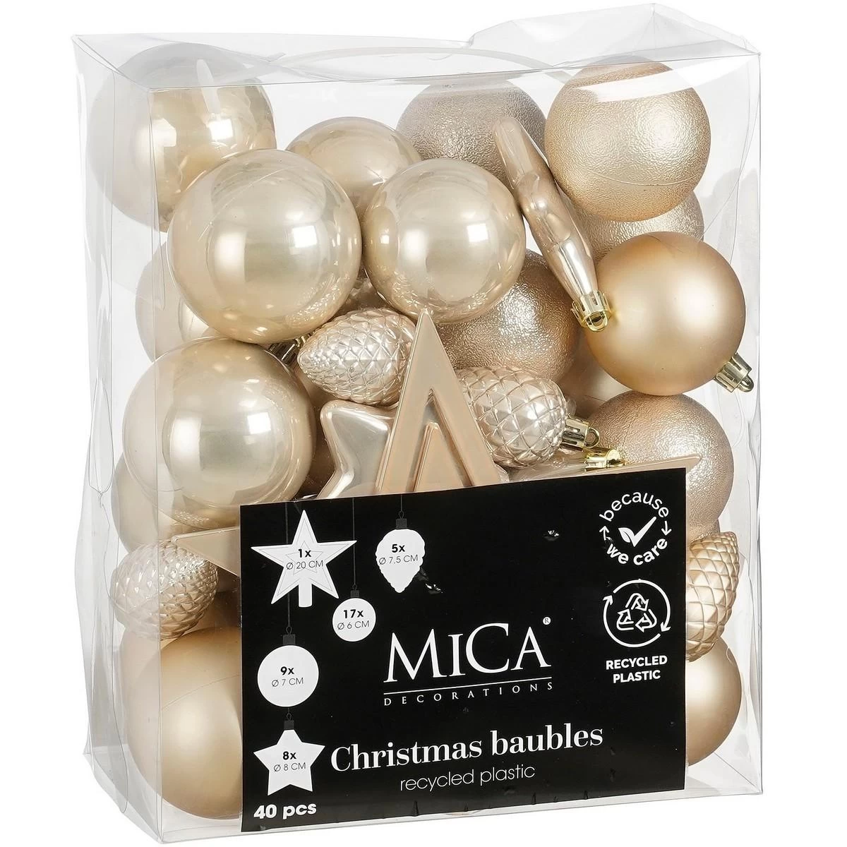 Dekoratyvinis Plastikinis Baubas Saugus 40 Vnt. Kreminis žėrutis