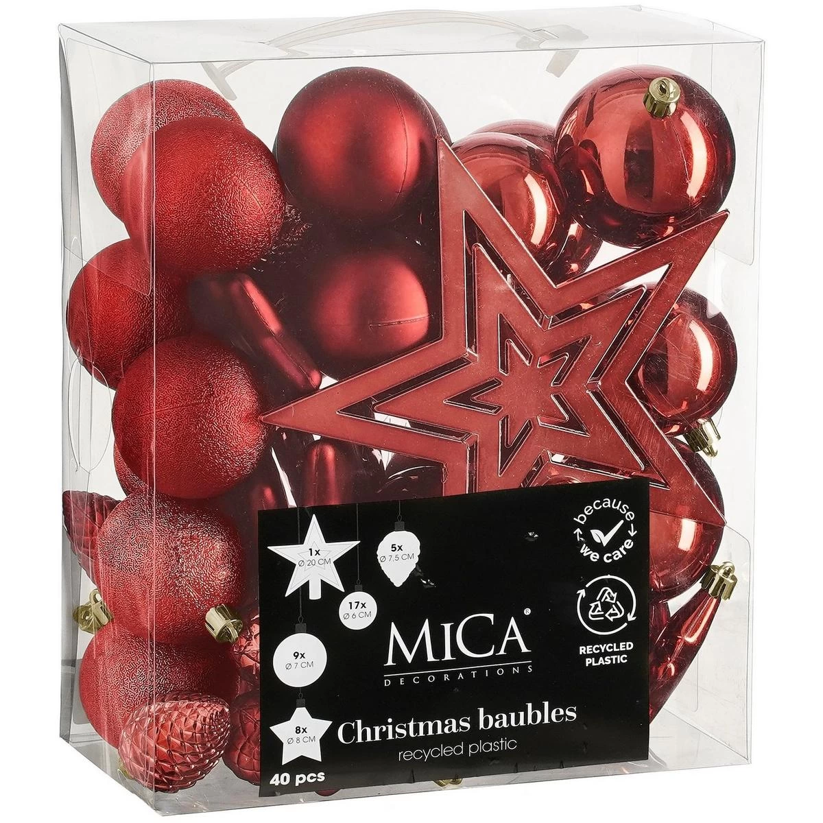 Dekoratyvinis Plastikinis Baubas Saugus 40 Vnt. Raudonas žėrutis