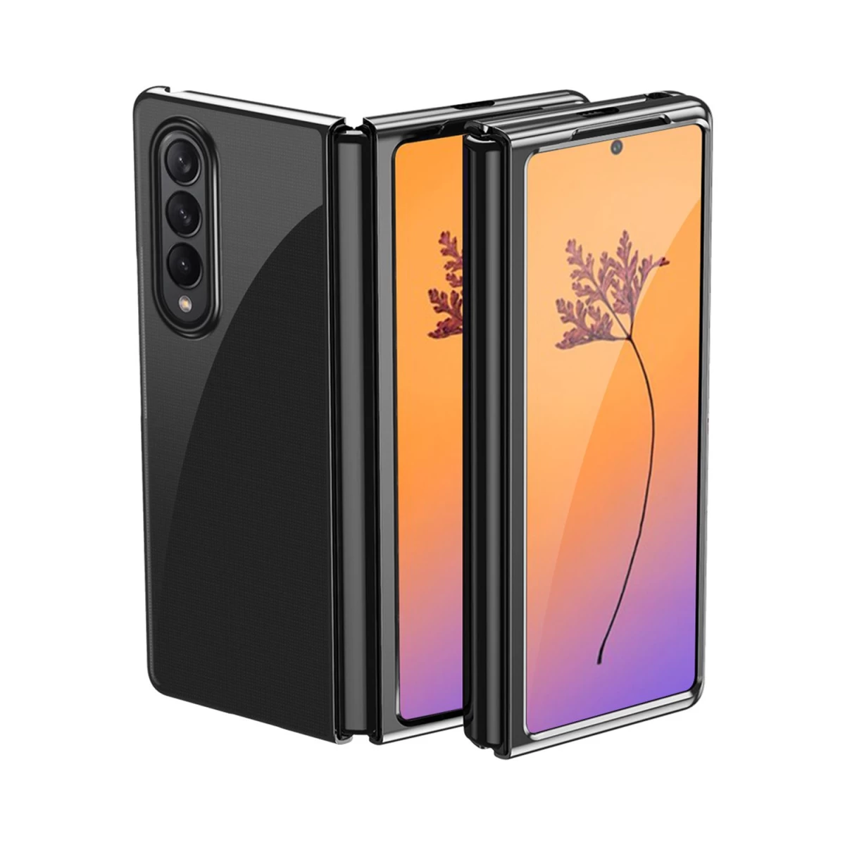 Dengiamasis Dėklas samsung Galaxy Z Fold 4 Dėklas Su Metaliniu Juodu Rėmeliu