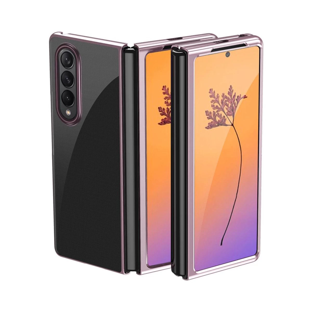 Dengiamasis Dėklas samsung Galaxy Z Fold 4 Dėklas Su Metaliniu Rausvu Rėmeliu