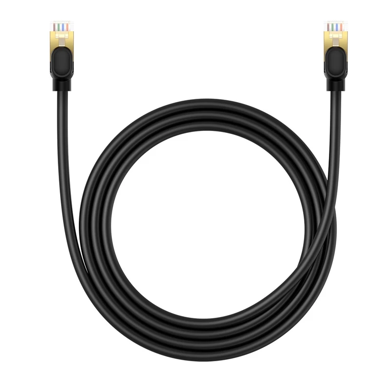 Didelės Spartos Lan Eterneto Kabelis Rj-45 Cat.8 40gbps Apvalus 1,5 M Juodas