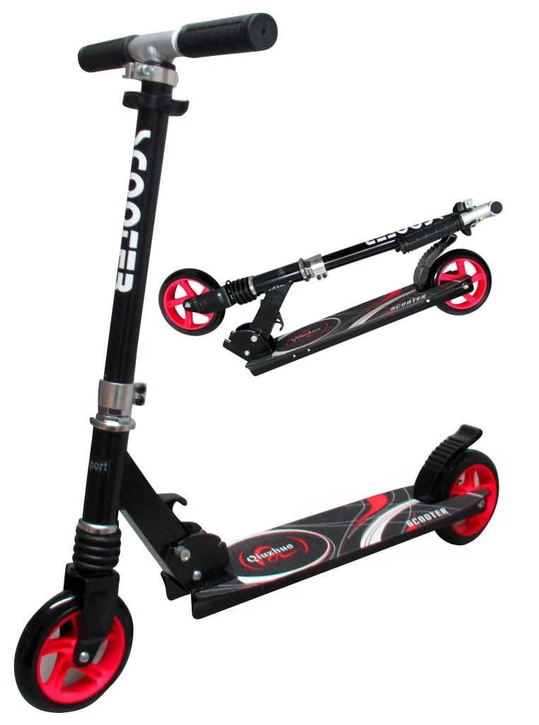 Didelis Sulankstomas Paspirtukas H7 Black &amp; Red R-sport 145 Mm Ratais Iki 100 Kg