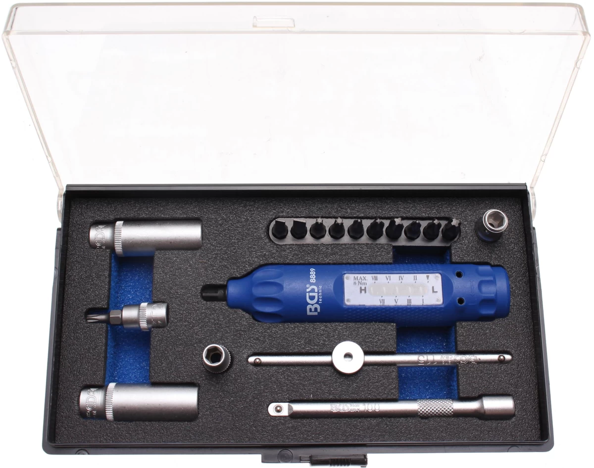 Dinamometrinio suktuko rinkinys BGS Technic 8889 | 1/4 | 1-8Nm | 18VNT.