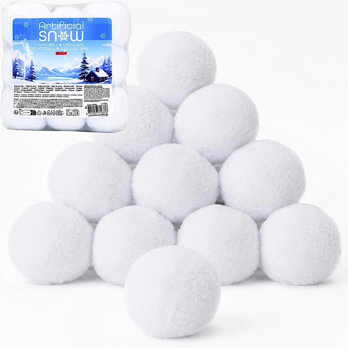 Dirbtinės Snigo Kulelės Dekoravimui, 6 Cm, 9 Vnt.