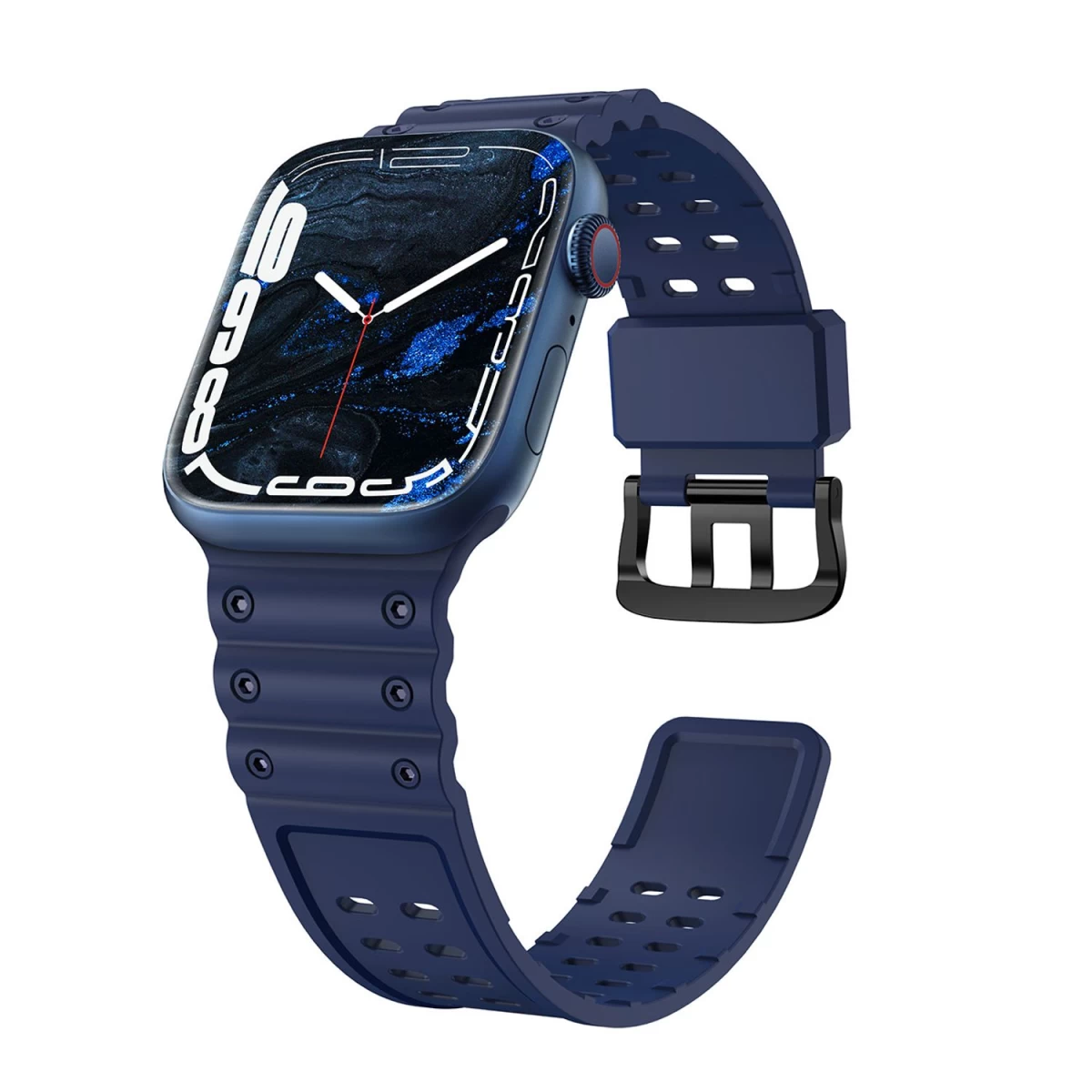 Dirželis Triguba Apsauga Apple Watch Se, 9, 8, 7, 6, 5, 4, 3, 2, 1 (41, 40, 38 Mm) Apyrankės Juosta Tamsiai Mėlyna