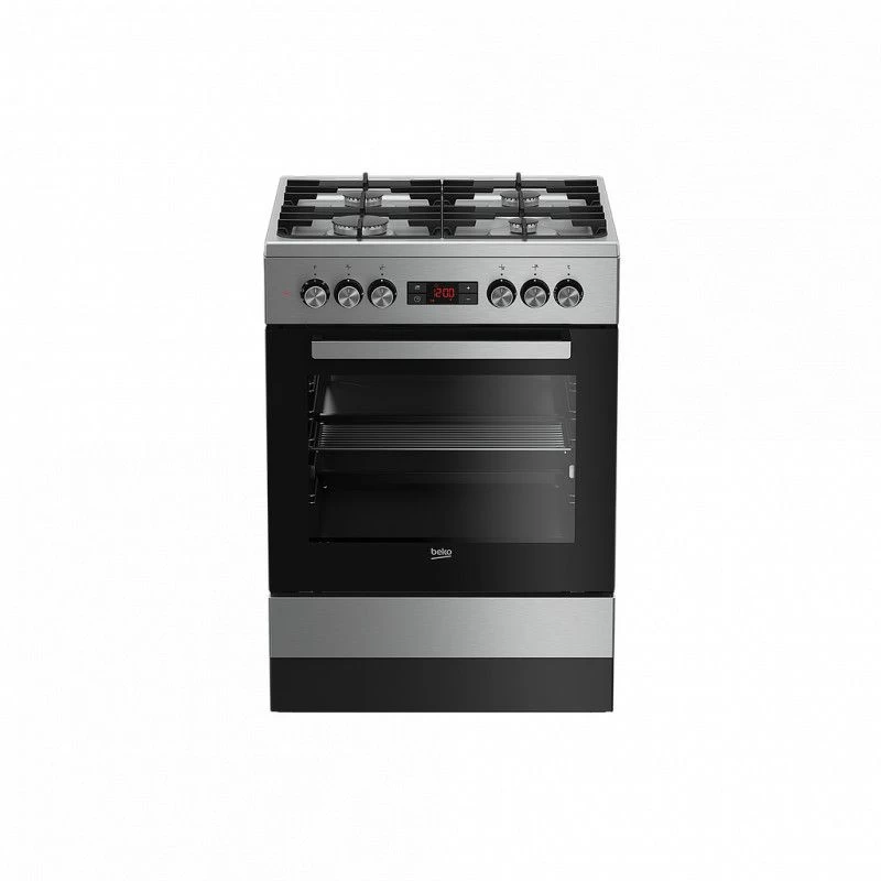 Dujinė 60 cm pločio viryklė BEKO FSM62332DX su elektrine orkaite