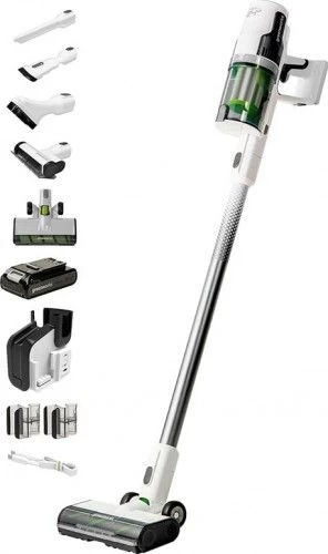Dulkių siurblys - šluota GREENWORKS Deluxe White su 4Ah akumuliatoriumi ir superkroviklio stovu GD24SVK4D, 4701107UB