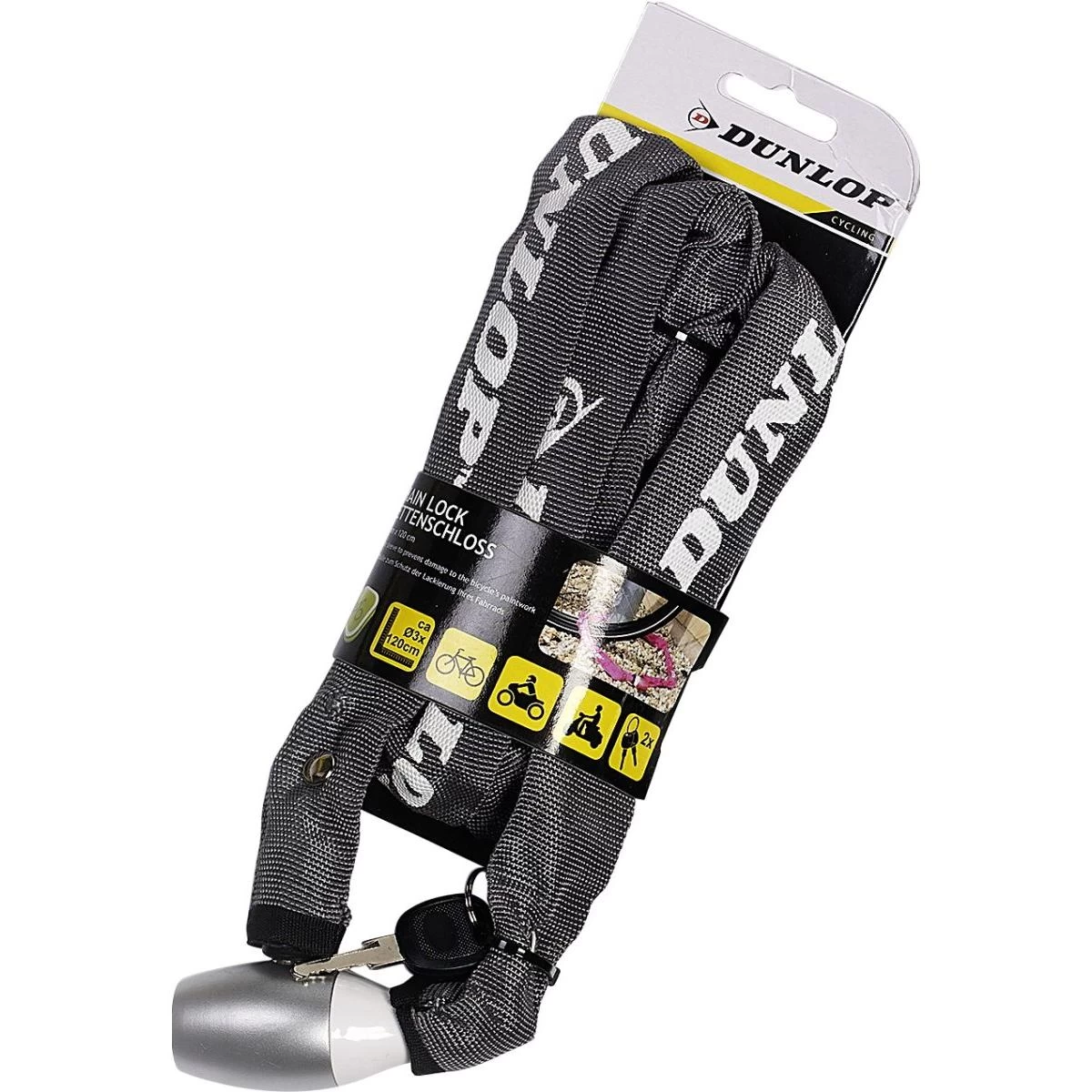 dunlop 120 Cm Ilgio Dviračių Užrakto Grandinė - Pilka