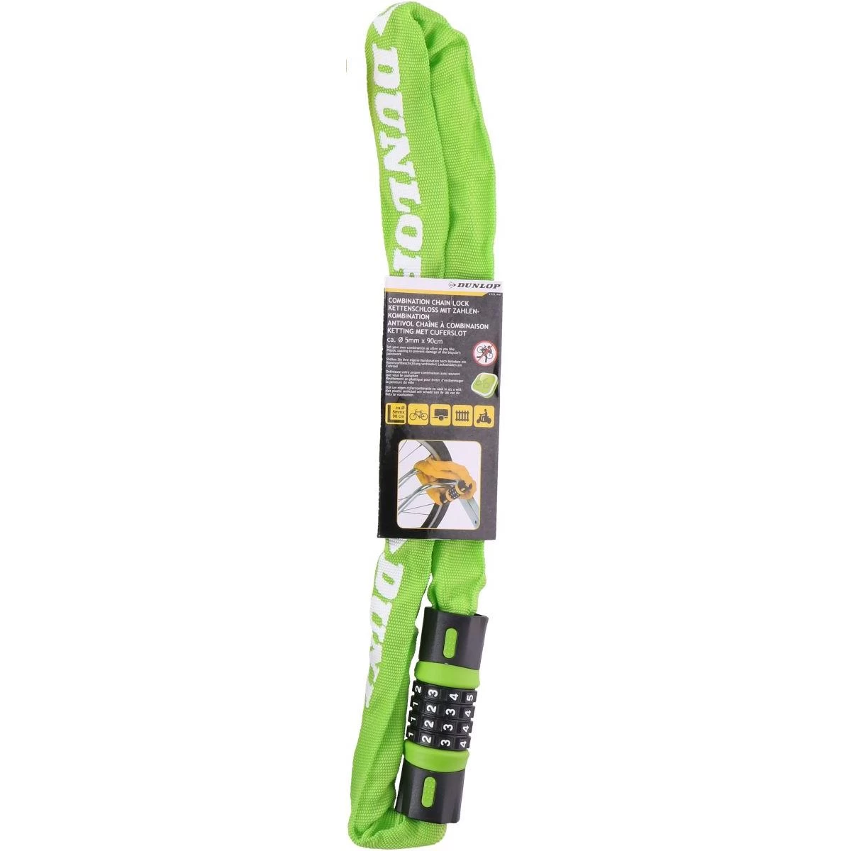 Dunlop Dviračių Grandinės Užraktas 90 Cm Ilgio žalias