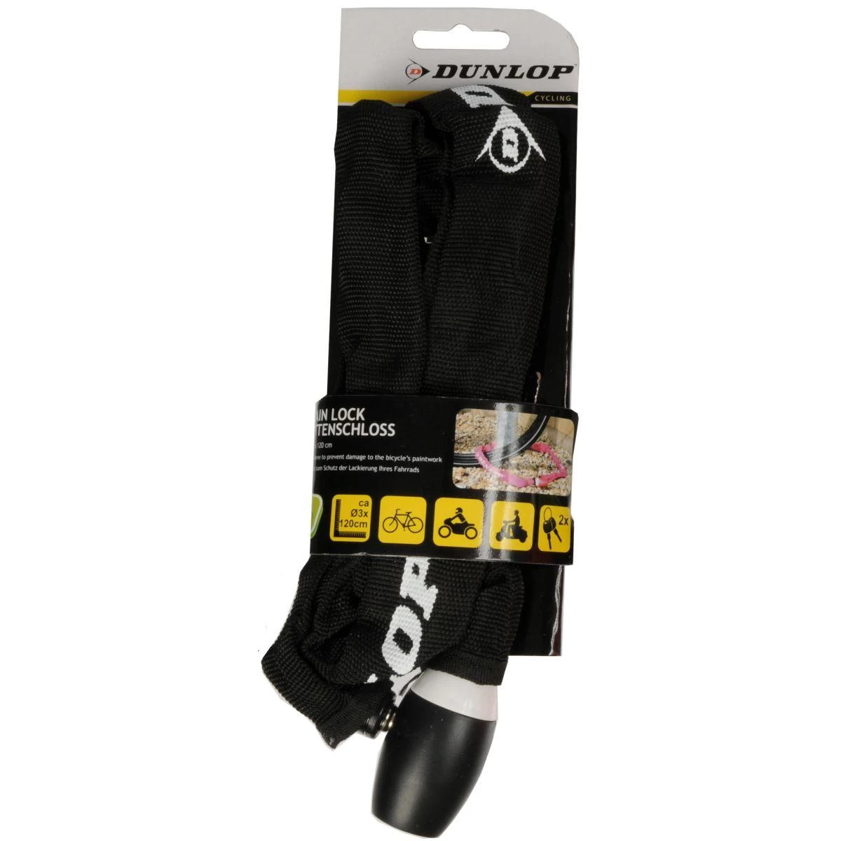 dunlop Dviračių Užrakto Grandinė 120 Cm Ilgio - Juoda