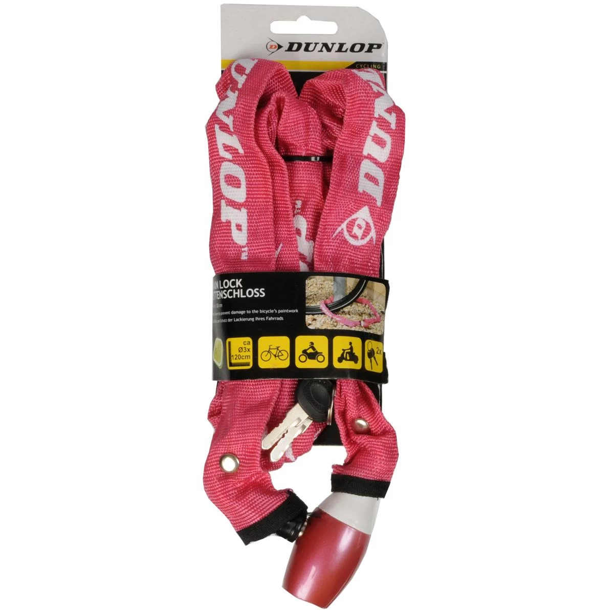dunlop Dviračių Užrakto Grandinė 120 Cm Ilgio - Rožinė
