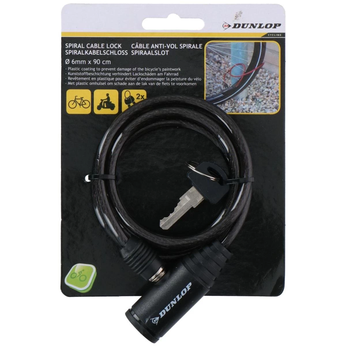 Dunlop Spiralinis Didžiųjų Dviračių Laikiklis Su Raktu 0.6x90cm Black