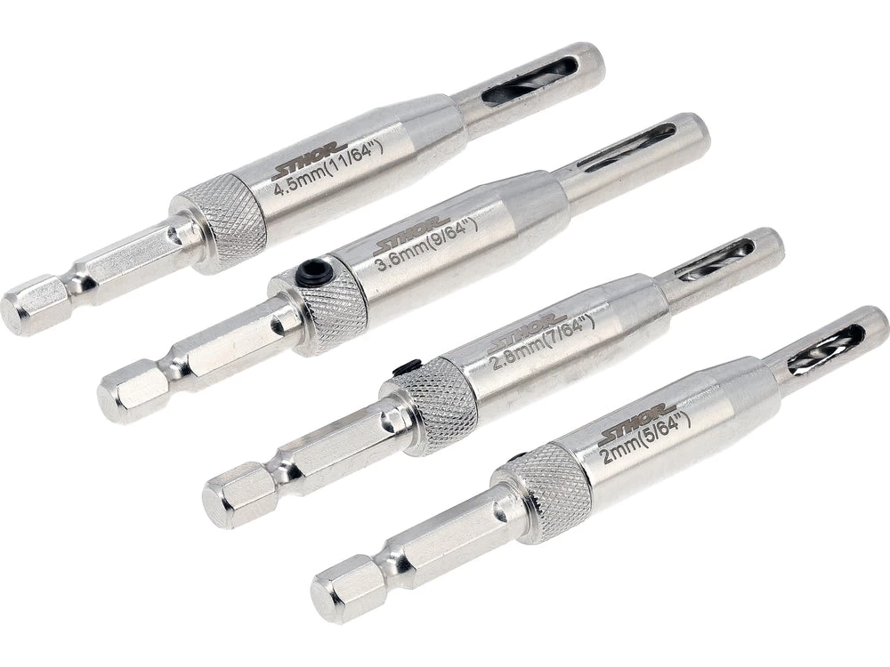 Durų ir langų vyrių grąžtų rinkinys | 4 vnt | 2 - 4.5 mm (22750)
