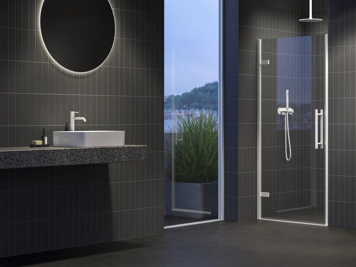 Dušo durys Ravak COSD1-80 baltas matinis+stiklas Transparent, X0VV40E00Z1