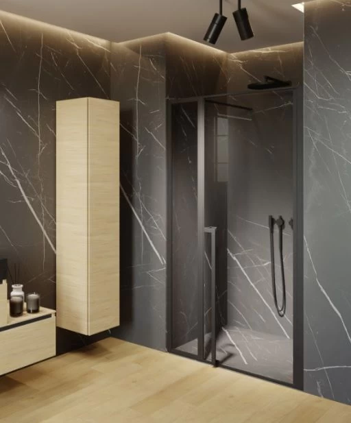 Dušo durys Riho Lucid GD104, 110 cm, juoda matinė