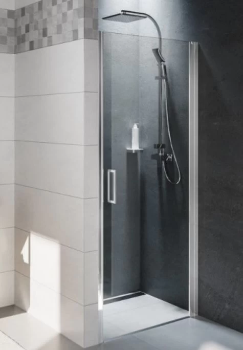 Dušo durys RIHO Novik Z101 90 cm, chromuoti profiliai, skaidrus stiklas