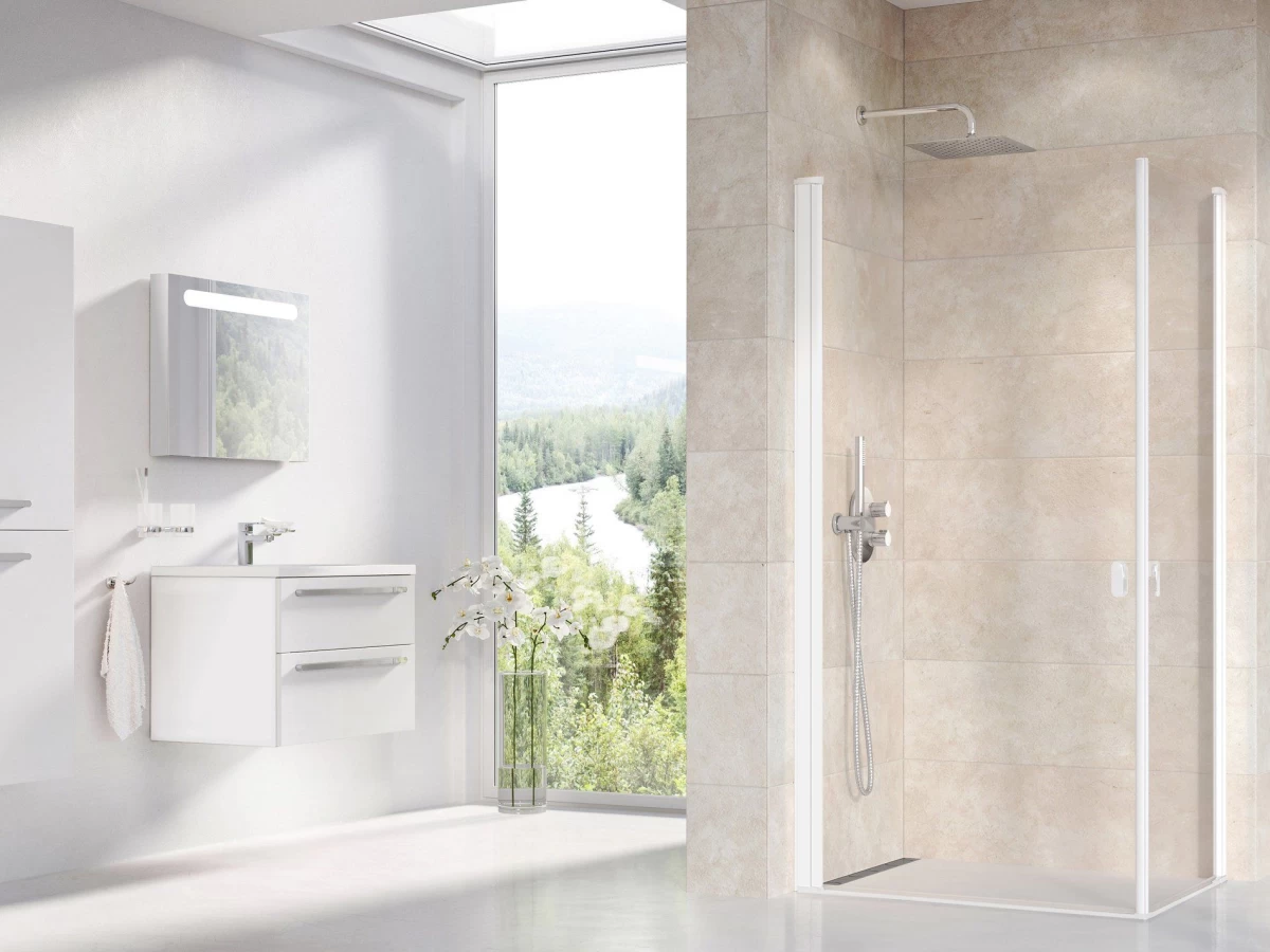 Dušo kabina Ravak CRV1 80, balta matinė+stiklas Transparent, 1QV40E01Z1