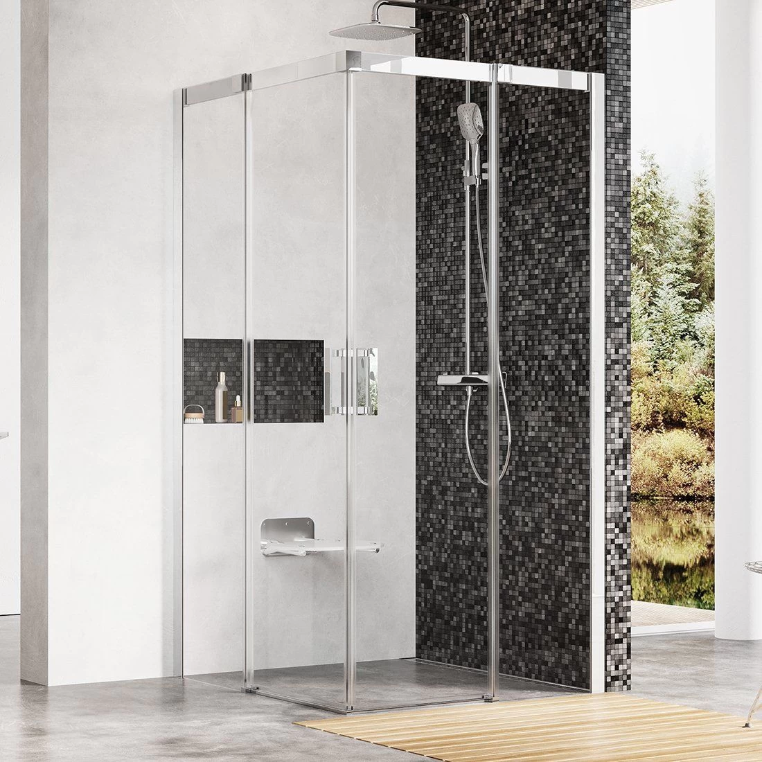 Dušo kabina Ravak Matrix MSRV4 90x90 cm, blizgus profilis, skaidrus stiklas, 1WV77C00Z1 Dušo kabina Ravak Matrix MSRV4 90x90 cm, blizgus profilis, skaidrus stiklas, 1WV77C00Z1