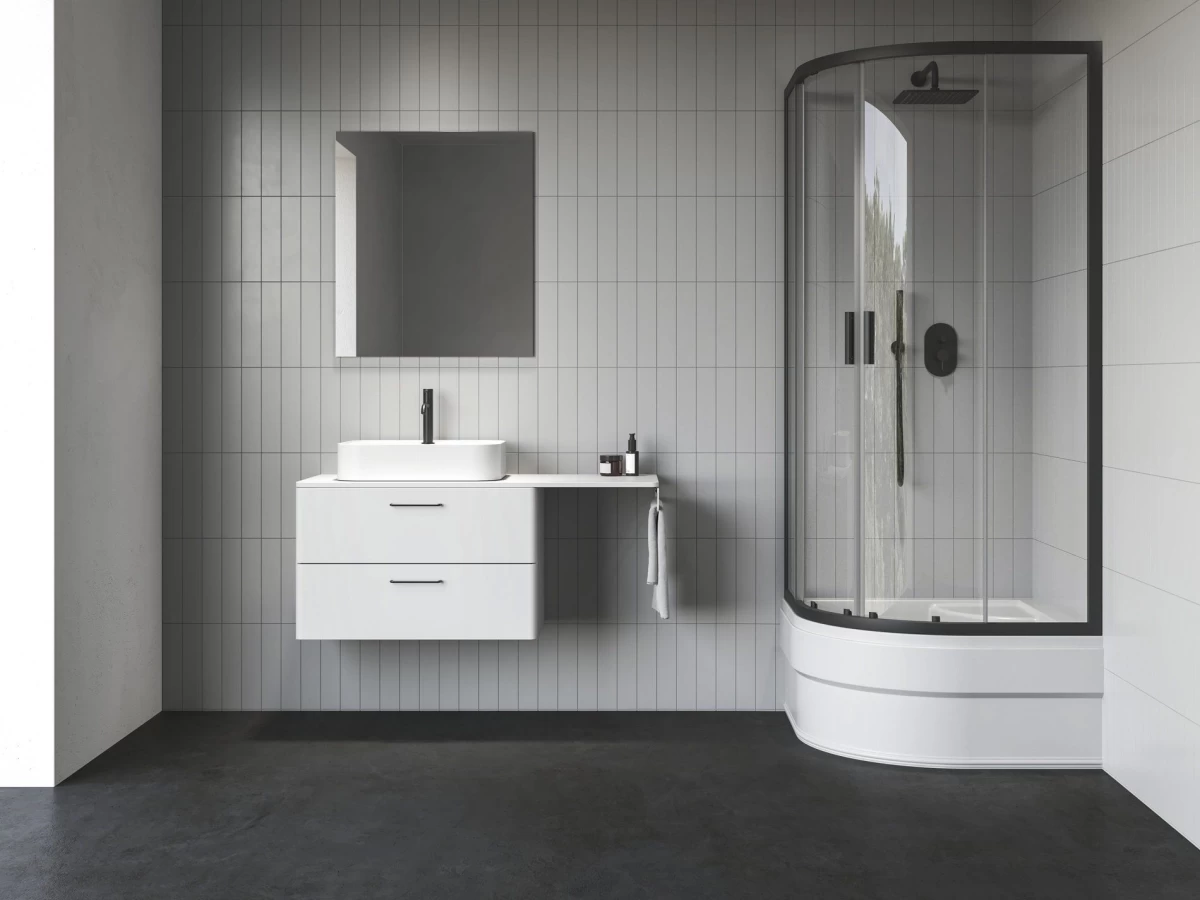 Dušo kabina Ravak NBLCP4 Sabina 80x80, juoda+stiklas Transparent, 3BM40340Z1