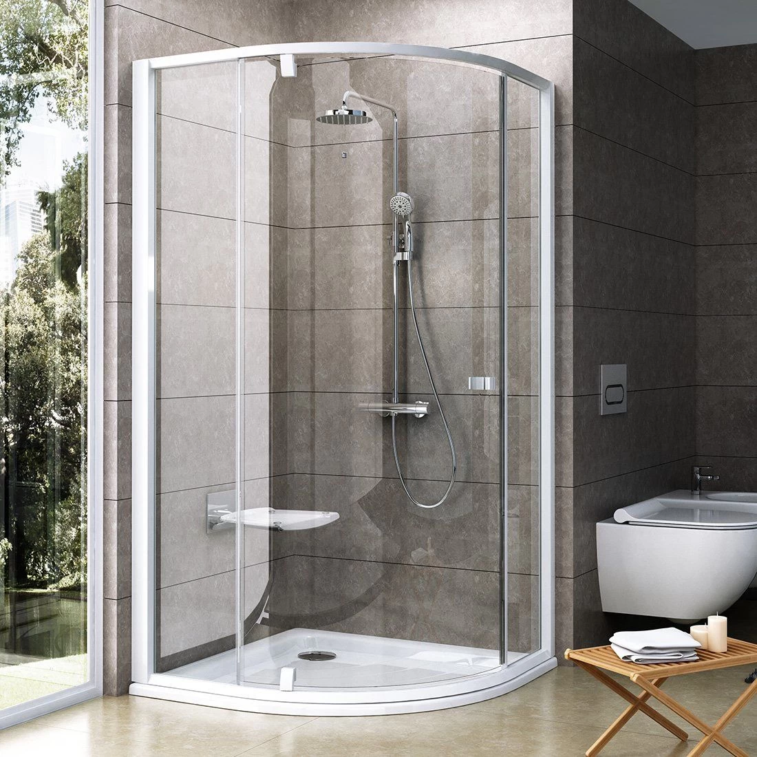 Dušo kabina Ravak Pivot PSKK3 80x80 cm, baltas profilis, skaidrus stiklas, 37644101Z1 Dušo kabina Ravak Pivot PSKK3 80x80 cm, baltas profilis, skaidrus stiklas, 37644101Z1