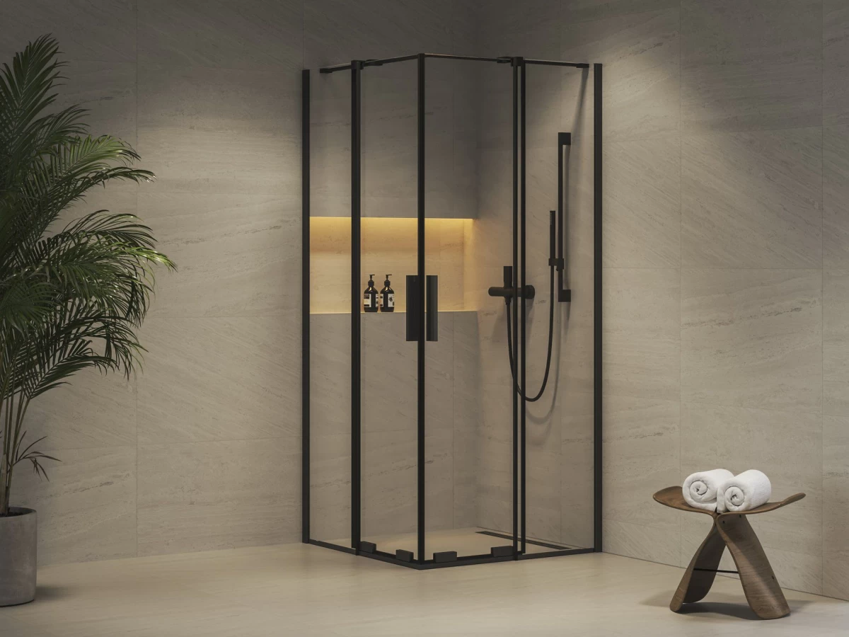 Dušo kabina Ravak RORV2 90x90, juodas+stiklas Transparent, X14V70300Z1