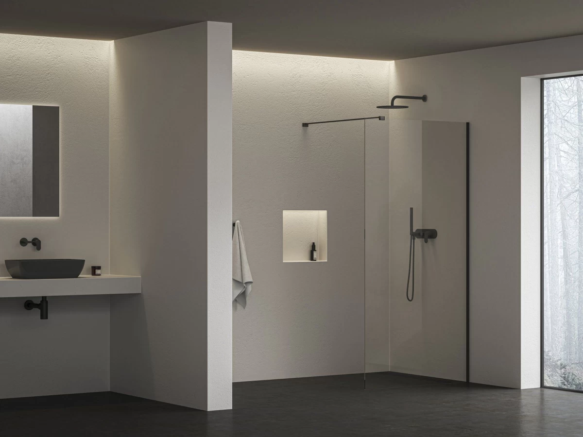 Dušo kabina Ravak Walk-In Air Wall 110 juodas+Transparent GW9WD0300Z1C