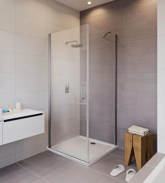 Dušo kabina Riho Novik Z201, 80x80 cm blizgūs profiliai, skaidrus stiklas