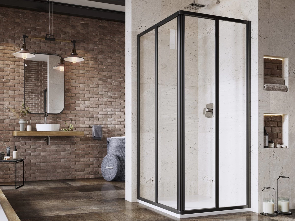 Dušo kabina SRV2+SRV2-80 195 juodas profilis, skaidrus stiklas 14V403O2Z1S