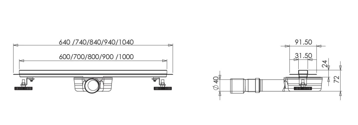 Dušo latakas Slim &amp; Low ProLine Inox 80cm nerūdijantis plienas