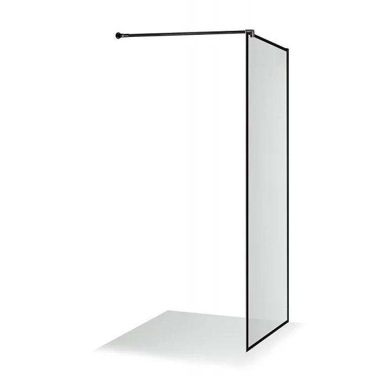 Dušo sienelė Brasta Glass Dija 80 cm, juodas rėmas, skaidrus stiklas