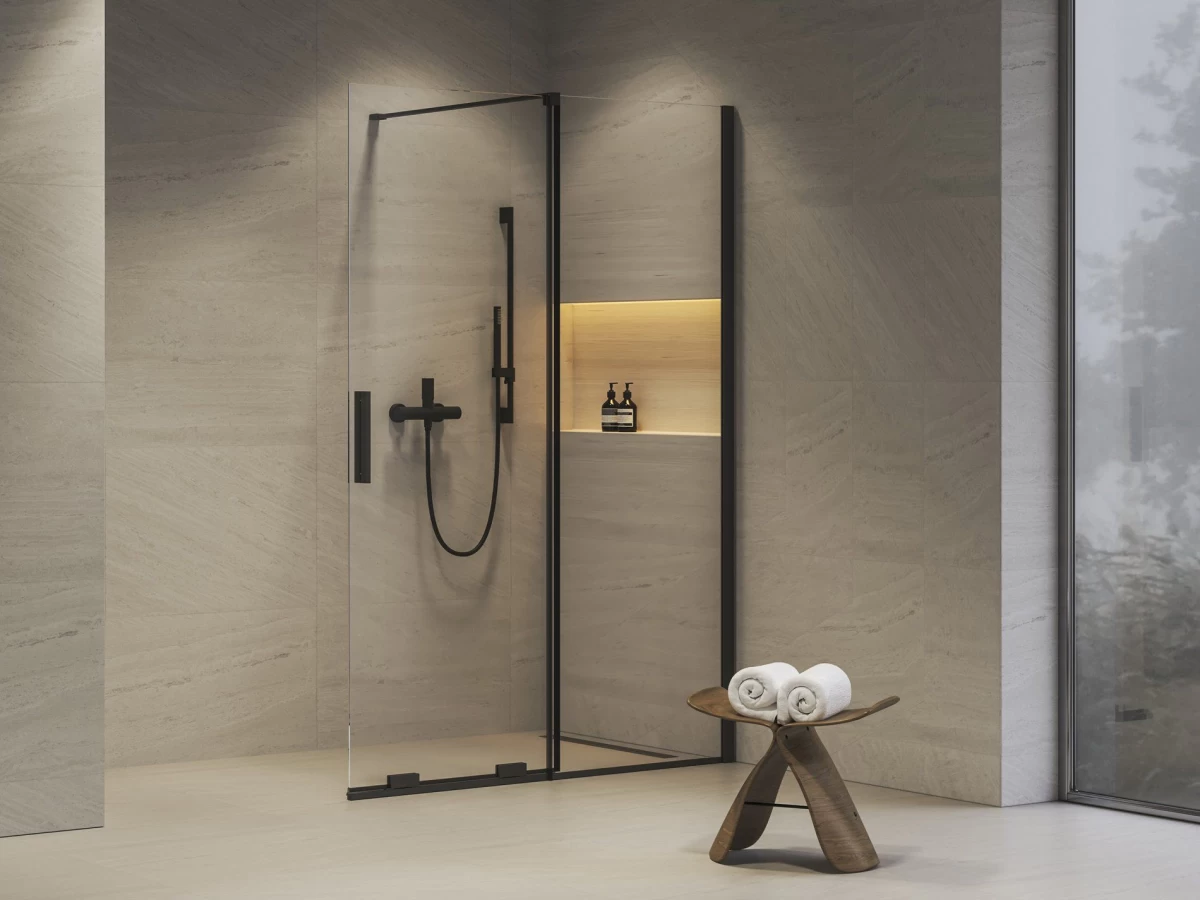 Dušo sienelė Ravak ROWI 100, juodas+stiklas Transparent, X9WVA0300Z1