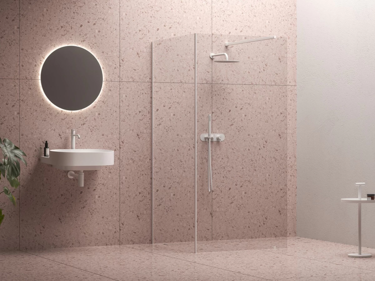 Dušo sienelė Ravak Walk-In Corner Set 120x80, balta matinė+stiklas Transparent, GW1CG4E0SZ1