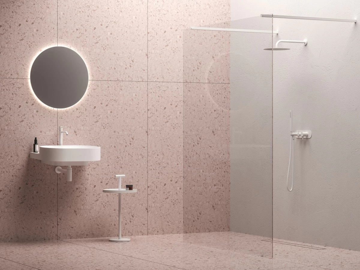 Dušo sienelė Ravak Walk-In Free Set 140, balta matinė+stiklas Transparent, GW9FM0E0SZ1