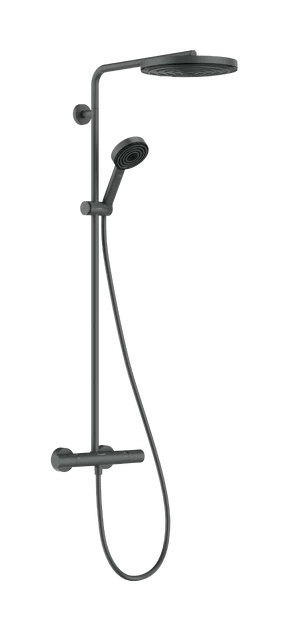 Dušo sistema HANSGROHE Pulsify S Puro 260 1jet su Ecostat Fine termostatu ir rankiniu dušeliu 3jet, Brushed Black Chrome, 24236340