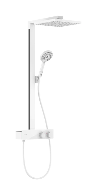 Dušo sistema HANSGROHE Raindance E 300 1jet EcoSmart su ShowerTablet 350 termostatu, matinė balta, 27362700