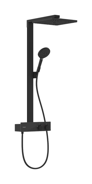 Dušo sistema HANSGROHE Raindance E 300 1jet EcoSmart su ShowerTablet 350 termostatu, matinė juoda, 27362670