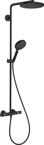 Dušo sistema HANSGROHE Raindance S 240 1jet PowderRain EcoSmart+ su termostatu, matinė juoda, 28825670