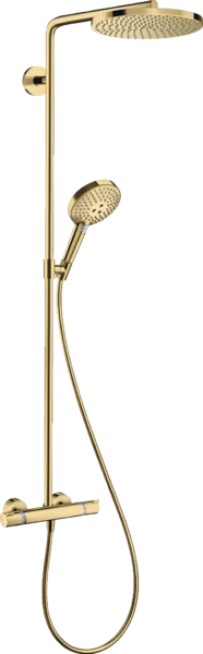 Dušo sistema HANSGROHE Raindance S 240 1jet PowderRain EcoSmart+ su termostatu, poliruoto aukso, 28825990