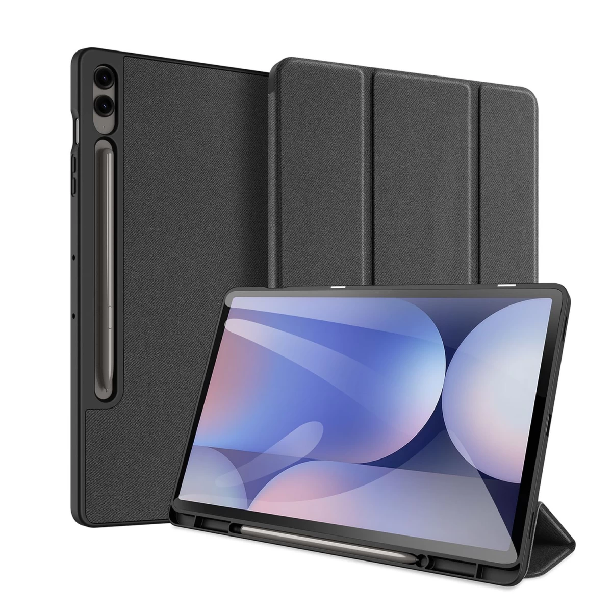Dux Ducis Domo Ekologiškos Odos Dėklas Su Stovu samsung Tab S10+ / S9+ / S9 Fe+ - Juodas